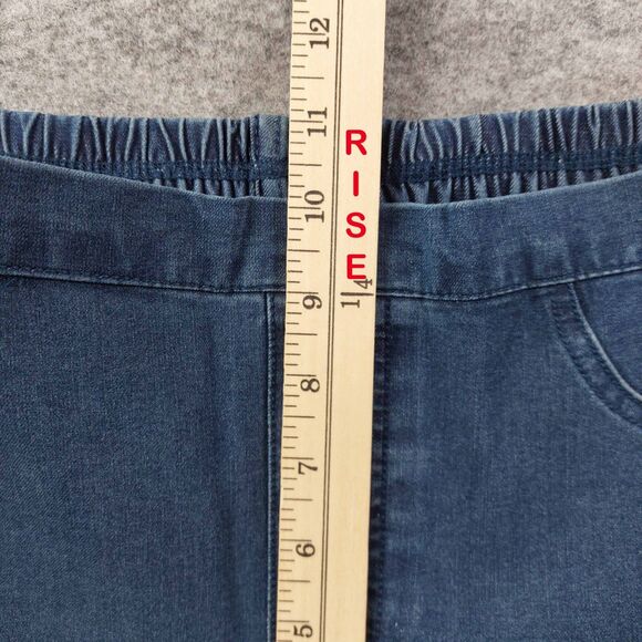 Isaac Mizrahi Live Sz 8 Stretch Denim Jeans Pull On Back Elastic Waist Bootcut - Picture 7 of 11